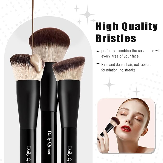 25 pcs Makeup Brush Set Holder Black Professional Kabuki Powder Concealers Eye shadows Blush Eyeliner Eyebrow Contour Eye blending Brushes (25pcs brush with holder)