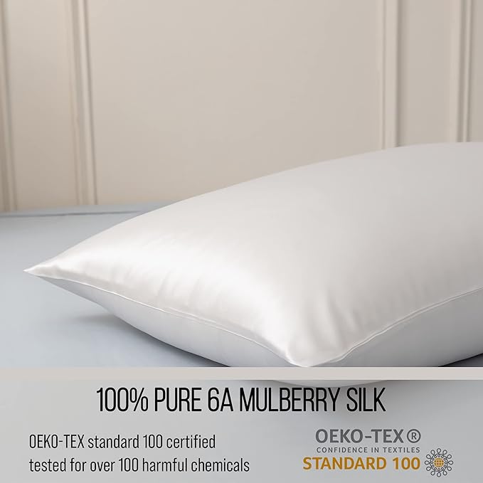 Bella Coterie Luxury Silk Pillowcase for Hair and Skin | 30 Momme | 100% Pure 6A Mulberry Silk | Super Soft | Perfectly Plush [King, White]