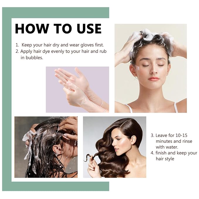 10 PCS Wine Red Hair Dye Shampoo 3 in 1, Long Lasting Hair Color Dye, Semi- Permanent Instant Shampoo for Men & Women - Herbal Ingredients, Easy to Use (Wine red)