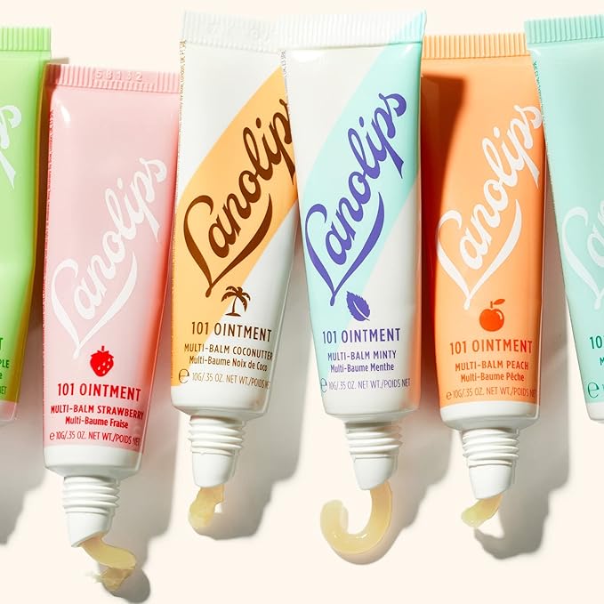 Lanolips 101 Ointment Multi-Balm, Peach - Fruity Lip Balm with Vitamin E Oil and Lanolin for Lip Hydration - Naturally Flavored Lanolin Lip Balm for Very Dry Lips - Dermatologist Tested (.35 oz)