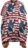 Women Vintage Baseball American Flag Barber Hairdressing Cape, Full Coverage Hairdressing Haircut Apron for Barbers, Haircut Tools