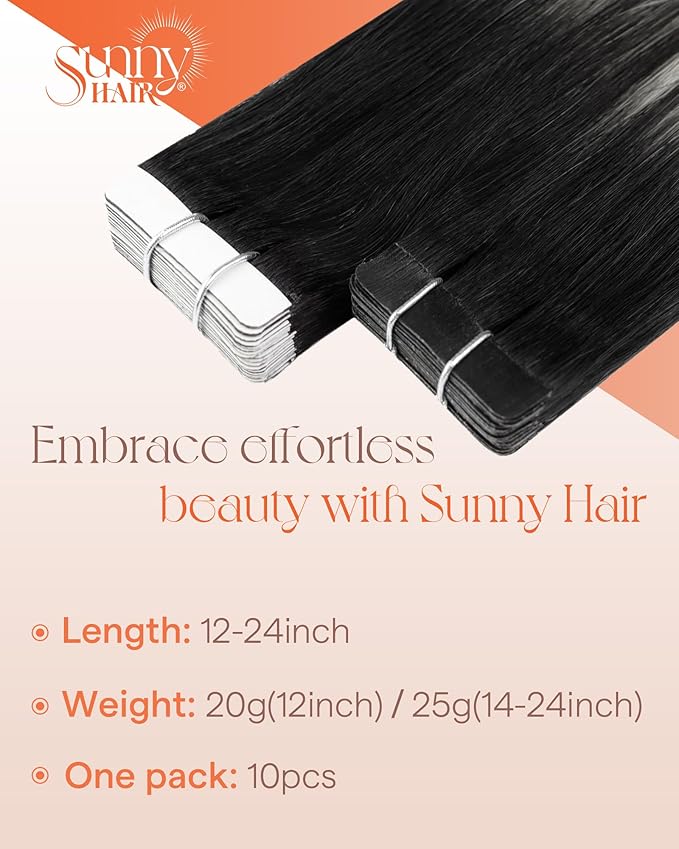 Sunny Hair Tape in Hair Extensions Real Human Hair Invisible Remy Hair Extensions Tape ins for Women Ombre Natural Black Root to Sliver Grey 22 inch 25G