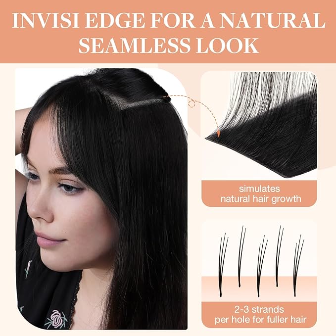GOO GOO Invisi Edge Tape in Hair Extensions Human Hair, 1 Jet black 20pcs 10inch 30g, Virgin Remy Hair, Seamless Injected Tape, Natural Look