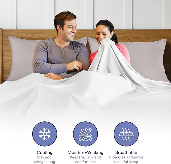 Kickoff Viscose Bamboo Pillowcase, King, Set of 2, 100% Organic Hidden Zippered Viscose Bamboo Pillow Case King Size, Cooling Pillow Cover for Hot Sleepers (20"x40", Dove Grey)