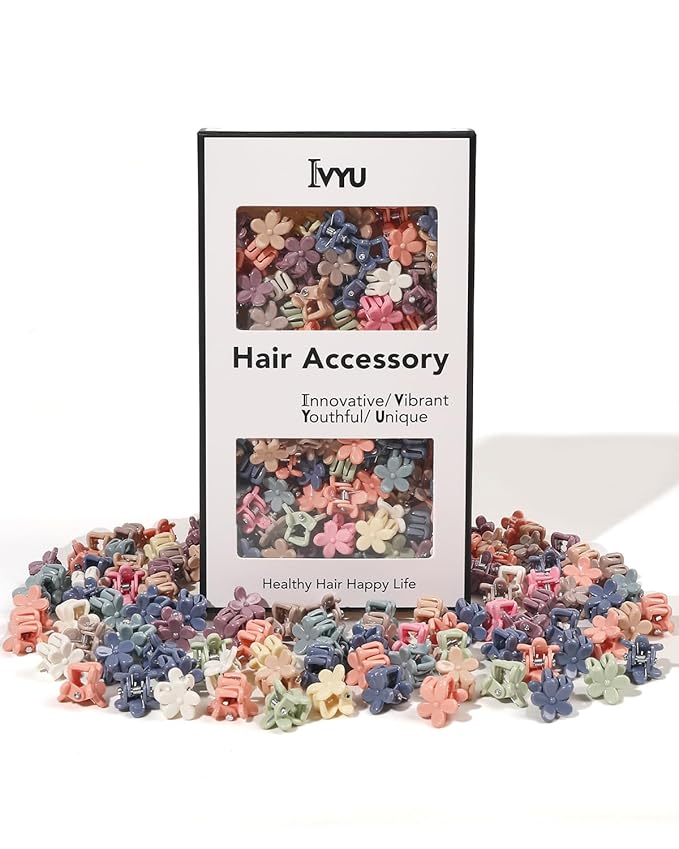 100 Pack Mini Flower Hair Clips for Girls, Toddlers, and Babies – Small Claw Clips for Thin Hair, Non-Slip & Durable Plastic, Random Colors – Cute Hair Accessories for Kids & Women