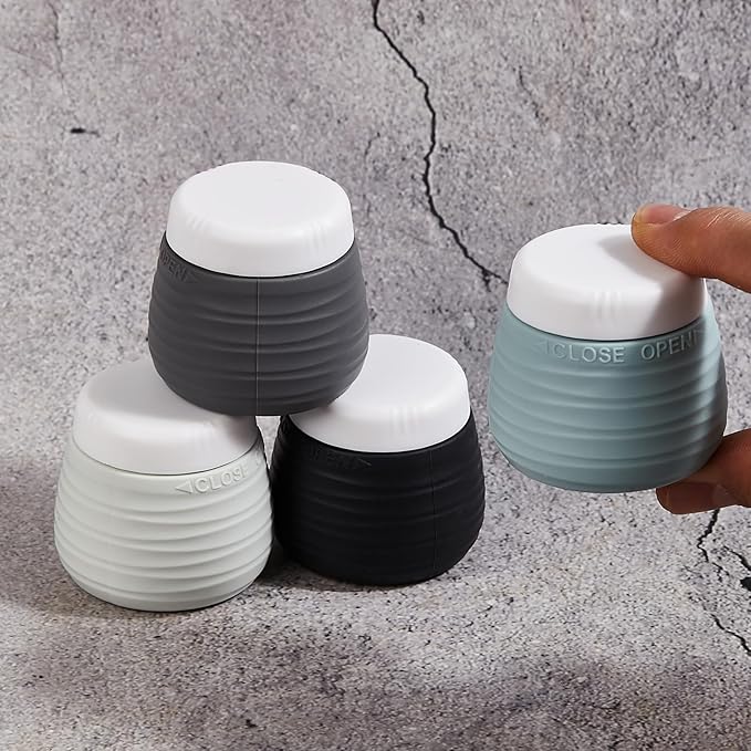 Travel Containers for Toiletries, 1.7oz Travel Size Premium Silicone Cosmetic Cream Jars, TSA Approved Leak-Proof Refillable Accessories W/Toiletry Bag for Cosmetic Face Body Cream(Gray)