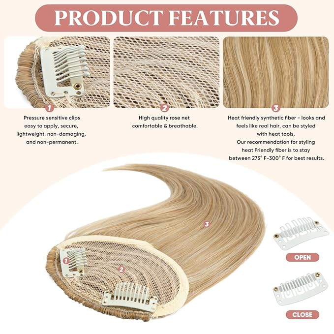SARLA Straight Side Bangs Extension Clip in Synthetic Hair Pieces for Women Ash Medium Brown/Ash Blonde