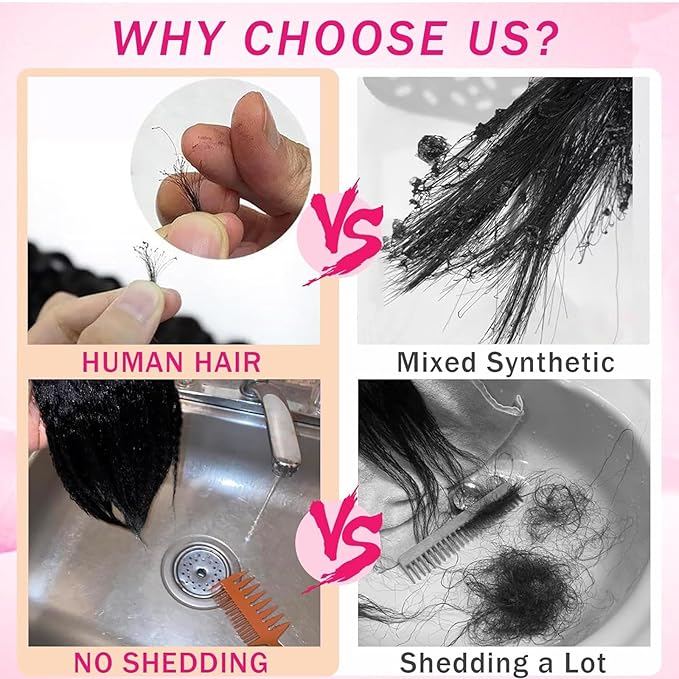 Human Hair Extensions for Women, 24inch 125g Straight Clip in Hair Extensions Real Human Hair Soft & Natural Handmade Human Hair Clip in Extensions Black Women #P427