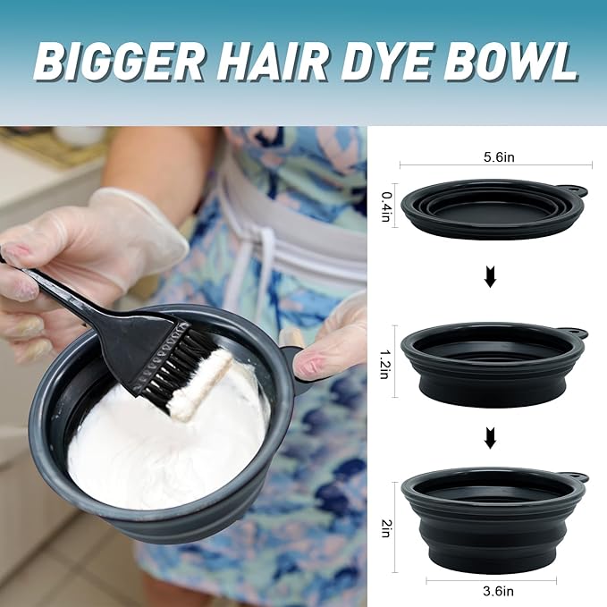 10 Pc Hair Bleach Kit - Hair Coloring Products With Dye Brush, Color Bowl, Earmuffs, Clip for Salon Bleaching & Highlighting