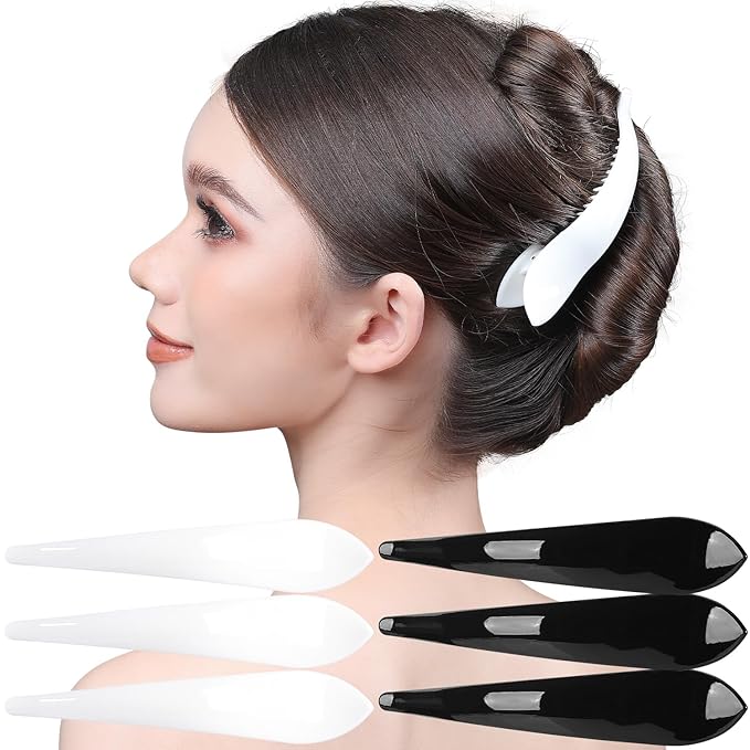 RC ROCHE 6 Pcs Duck Bill Alligator Hair Clips for Women Sectioning Flat Claw Long Thick Hair Inner Teeth Curved Styling Jaw Strong Secure Grip Salon, Large Black & White