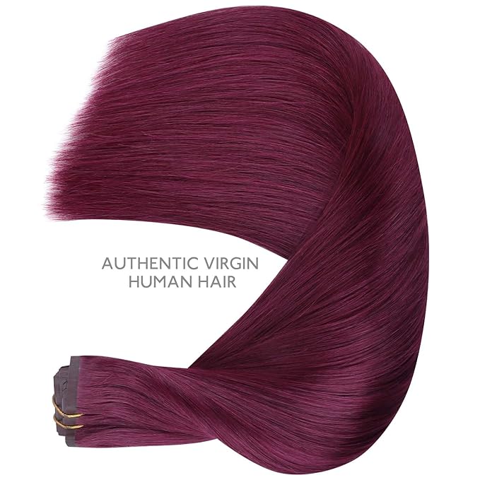 WENNALIFE Seamless Clip In Hair Extensions Human Hair, 20 Inch 150g 7pcs Light Burgundy Real Hair Extensions Clip in Human Hair Invisible PU Skin Weft Natural Remy Human Hair Extensions