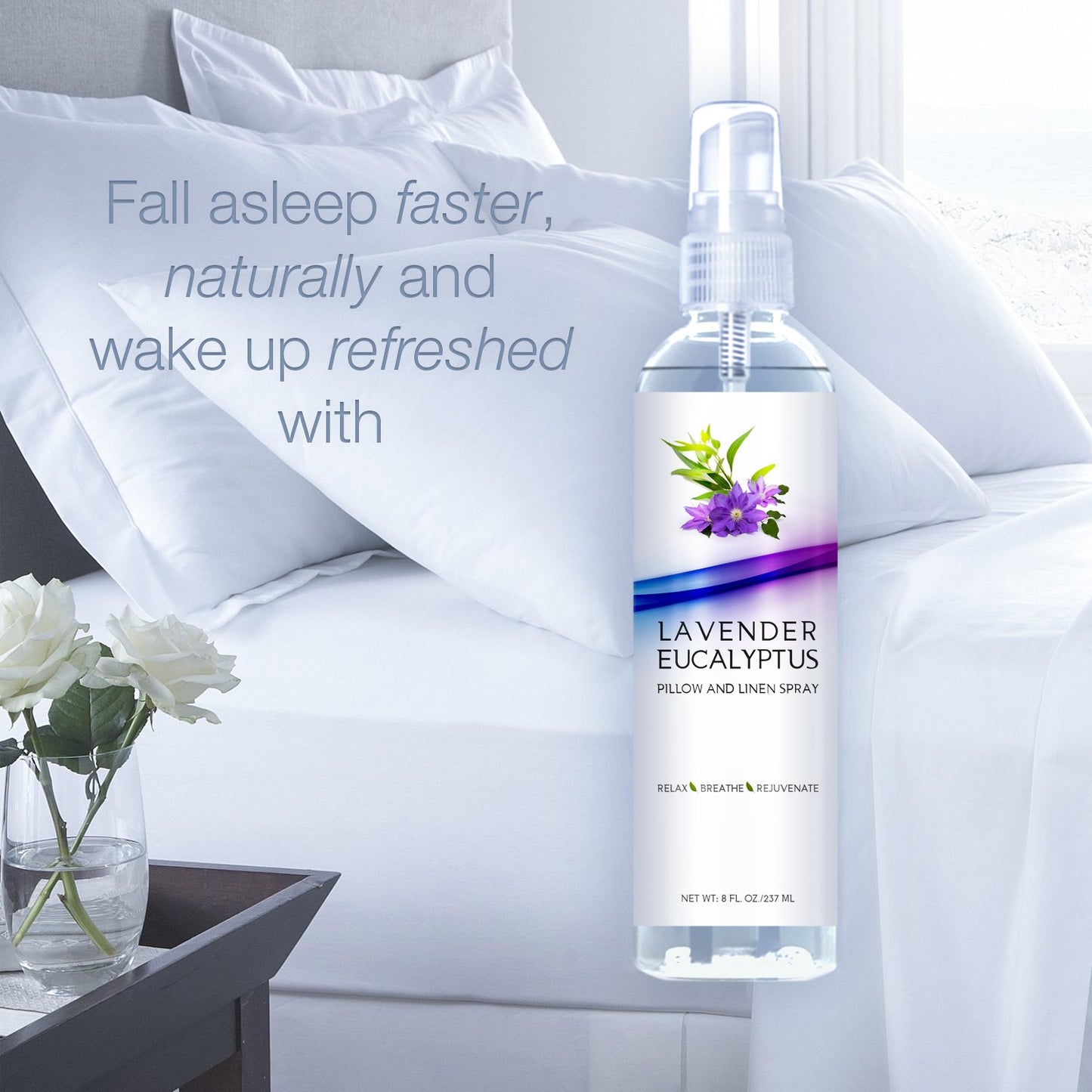 Natural Lavender Eucalyptus Pillow Mist and Linen Spray, Best Home Spray to Relax The Mind, Sleep Patterns and Body, Strong Lavender Room Spray (Lavender Eucalyptus, 8oz)