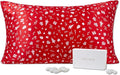 THXSILK Christmas Style 6A+ Grade Mulberry Silk Pillowcase for Hair and Skin, 22 Momme 100% Pure Silk Pillow Case with Hidden Zipper, Christmas Holly Printed Pillow Cover, Red， Standard