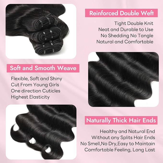 Clip in Hair Extensions Real Human Hair Body Wave 1 Jet Black Clip in 100% Brazilian Remy Human Hair Extensions 8pcs Per Set with 18 Clips Double Weft 20 Inch 105g/3.6oz