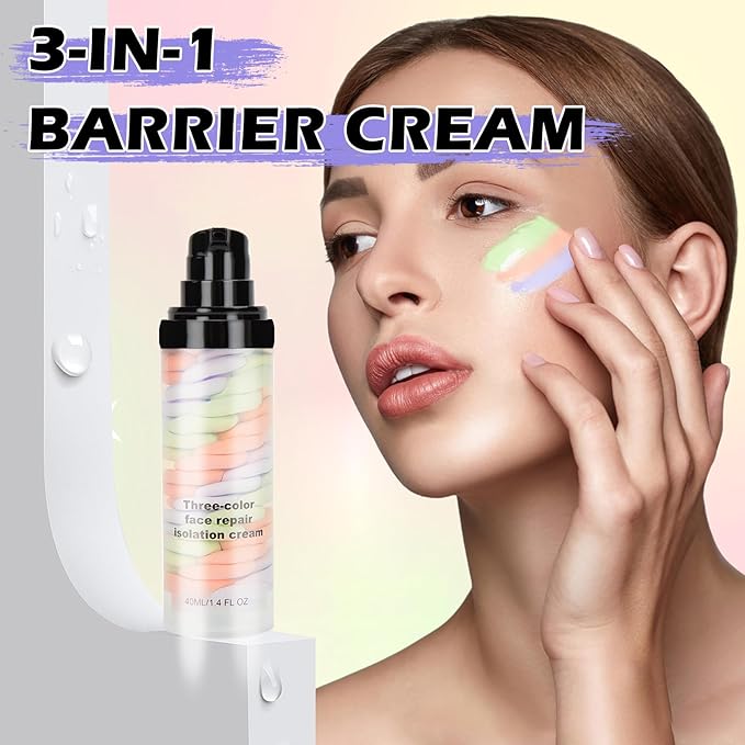 3 In 1 Color Corrector Makeup Primer Color Correcting Primer Cream Tinted Moisturizer Brightening Primer Facial Serum Isolation Cream Neutralizes Skin Tone for Face Before Makeup Base Cream