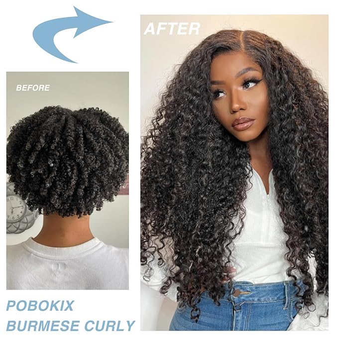 Burmese Curly Clip in Hair Extensions Real Human Hair 8Pcs Brazilian Human Hair Clip ins for Black Women With 18Clips 120g 14inch #1B Natural Black