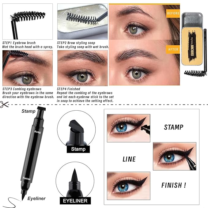 Makeup Set Kit for Women Full Kit, Makeup Gift for Makeup Beginner, Eyeshadow Foundation Face Primer Brush 3 in 1 Palette Lip Gloss, Eyebrow Soap Mascara Eyeliner cosmetic bag