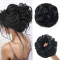 Large Messy Bun Hair Piece Curly Synthetic Extensions Scrunchies Fake Chignon Updo Hairpieces for Women Jet Black