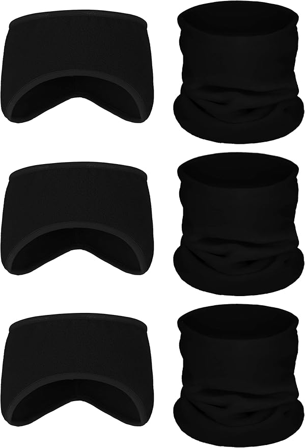 BBTO 6 Pieces Fleece Ear Warmers Headband Winter Neck Gaiter