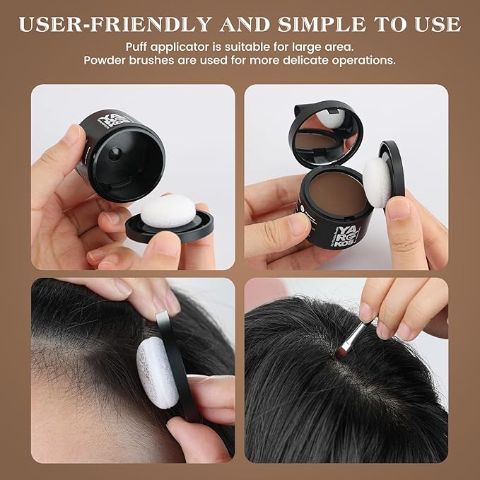 Hairline Shadow Powder, White, Root Touch Up Powder for Instantly Gray Hair Cover Up, Women Color Root Coverage for Thinning Grey, Mens Roots Concealer for Hair Loss Beard Line, #8