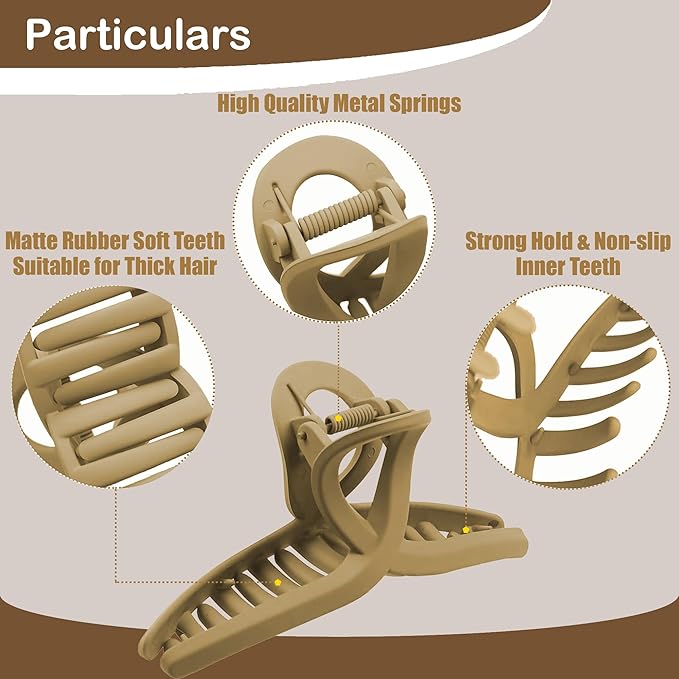 Big Hair Claw Clips 4-Pack 5.9" Non-Slip Hair for Women and Girls with Long, Thick Hair Jelly & Matte Clips (Oval-B 4pcs 5.9")