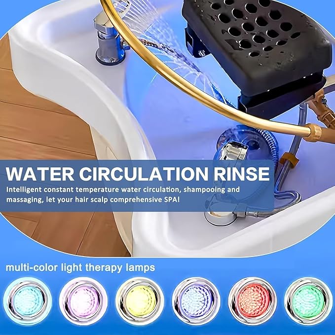 Professional Beauty Salon Shampoo Bed Head Spa Equipment with Water Circulation,Steamer,Shampoo Chair Luxury Head Care SPA Shampoo Bed (Black)