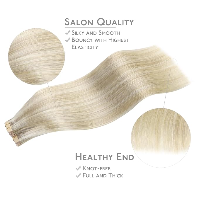 WENNALIFE Tape in Hair Extensions Human Hair, 40pcs 100g 16 inch Hair Extensions Real Human