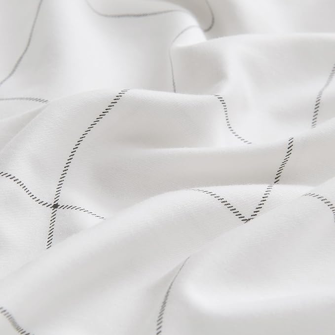JELLYMONI 100% Natural Cotton Plaid Body Pillowcase, 1 Pack White Checkered Pattern Printed Pillow Covers with Envelope Closure (Pillows are not Included)