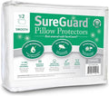 Set of 2 Standard Size SureGuard Pillow Protectors - 100% Waterproof, Bed Bug Proof, Hypoallergenic - Premium Zippered Cotton Covers - Smooth