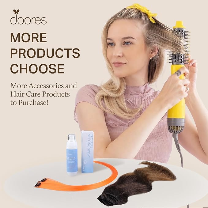 DOORES Human Hair Clip in Extensions, Dark Brown Fading to Light Brown and Ash Blonde 12 Inch 80g 7pcs, Clip in Hair Extensions Human Hair Silky Straight Natural Hair Extensions