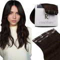 RUNATURE Clip in Hair Extensions Real Human Hair, Brown Hair Extensions Clip Ins, Double Weft Human Hair Clip in Extensions, Remy Natural Hair, Add Hair Length, 18 Inch 50g 3pcs #2 Dark Brown