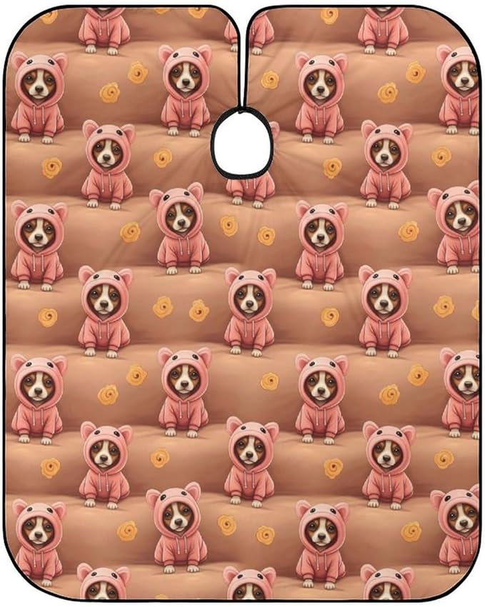 Adjustable Hairdresser Cape, Haircut Hairdressing Cloth Apron Cute Chihuahua Puppy Dog Pink Shampoo Cutting Household Capes Wrap for Hair Cutting