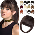 Clip in Bangs, Synthetic French Bangs Hair Clip, Fake Bangs Fringe with Temples Hairpieces for Women Natural Curved Hair Extensions for Daily Wear Medium Brown