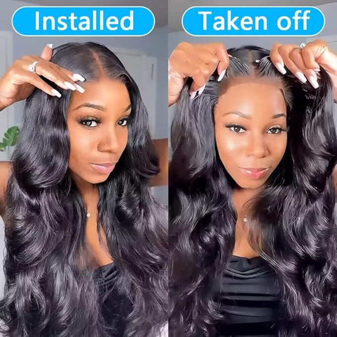 32 Inch Wear and Go Glueless Wigs Human Hair Pre Plucked Pre Cut 7x5 HD Lace Frontal Wigs Human Hair 180% Density Put on and Go Glueless Wig Body Wave Lace Front Wigs Human Hair for Women