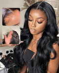 13x6 SKINLIKE Real HD Lace Frontal Wig, 180% Density Ultra-fitted 0.10mm Thin Invisible HD Lace Wig Pre-plucked Hairline Bleached Knots Virgin Human Hair Wigs Body Wave 30 Inch