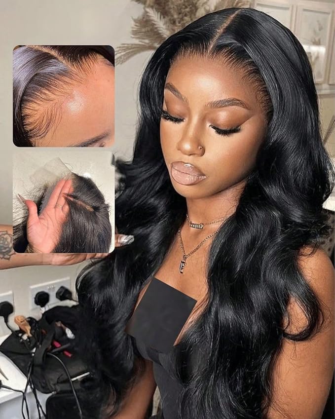 13x6 SKINLIKE Real HD Lace Frontal Wig, 180% Density Ultra-fitted 0.10mm Thin Invisible HD Lace Wig Pre-plucked Hairline Bleached Knots Virgin Human Hair Wigs Body Wave 24 Inch
