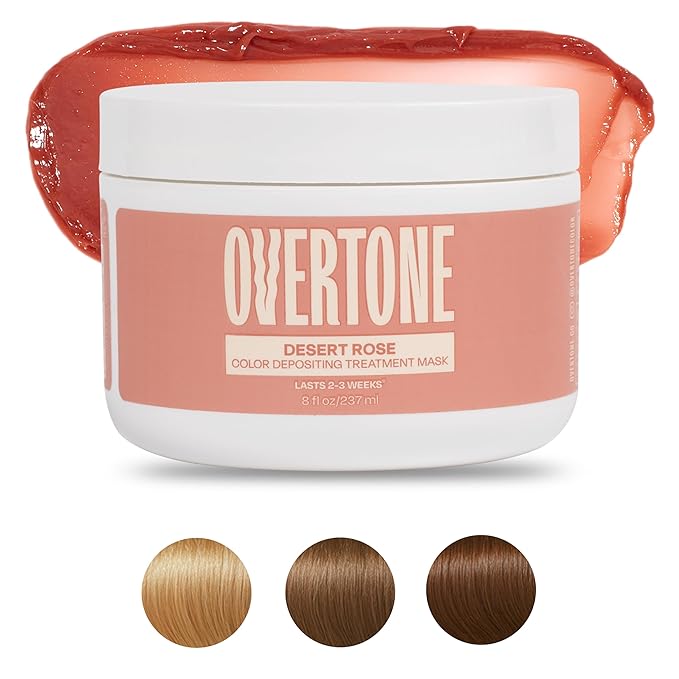 Overtone Semi Permanent Hair Color Conditioner, Desert Rose, 8 oz, Nourishing, Damage-Free, Color Depositing Mask for All Hair Types with Shea Butter & Coconut Oil, Vegan & Cruelty-Free
