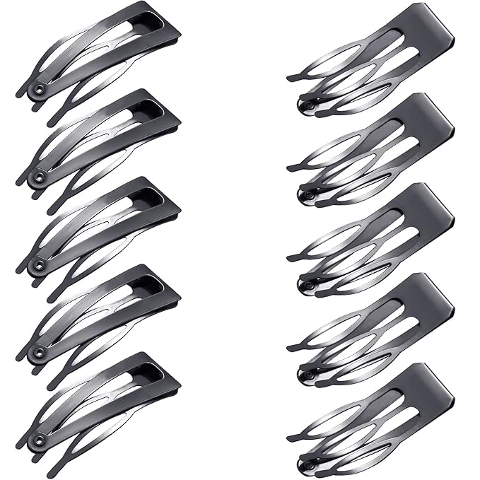 Chinco 24 Pcs Double Grip Hair Clips Metal Snap Clips Women Barrettes for Hair Making, Salon Supplies(Gun Black,2 Inch)