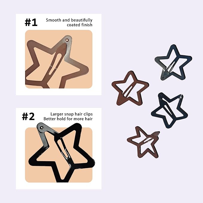 40PCS Large Hair Clips for Women – 2.36 Inch Star Snap Hair Clips, Big barrettes for Thick Hair