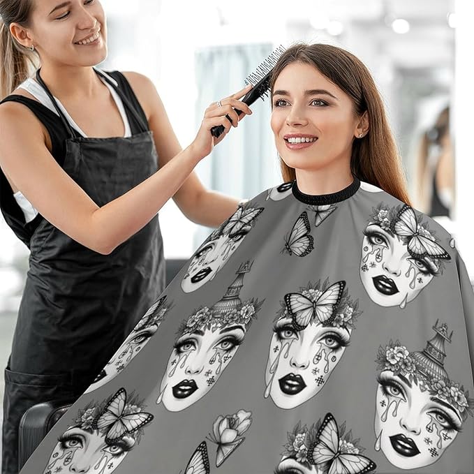 Large Long Salon Gown Cape, Haircut Cloth Apron Cape Goth Gotik Gothic Women Girl Eyelash Art Haircut Cloth Wrap Protector for Home Stylists