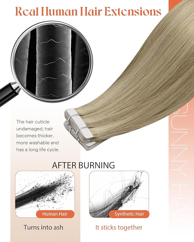 Sunny Hair Tape in Hair Extensions Real Human Hair Invisible Remy Hair Extensions Tape ins for Women Golden Blonde Highlight Medium Blonde 22 inch 20Pcs 50G