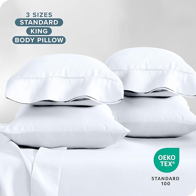 Bare Home Microfiber Bulk Pillow Cases - King Set of 4 - Cooling Pillowcases - Double Brushed - White Pillowcases 4 Pack - Easy Care (King - 4 Pack, White)