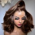250 Density 13x6 FULL SKINLIKE HD lace front wigs Human Hair Chocolate Brown Pre Plucked Real 15A 0.10mm Ultra-thin Invisible Front HD Lace wigs Small Knots Body Wave Full Virgin Hair 20 Inch