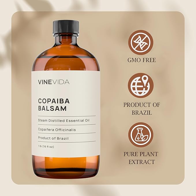 VINEVIDA Copaiba Balsam Essential Oil 16 oz - Undiluted Oil for Candlemaking & Soap Making - DIY Candle Scents