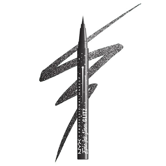 NYX PROFESSIONAL MAKEUP Epic Ink Glitz Liner, Waterproof Metallic Liquid Eyeliner with Vegan Formula - Graphite Glitz (Shimmer Graphite Black)