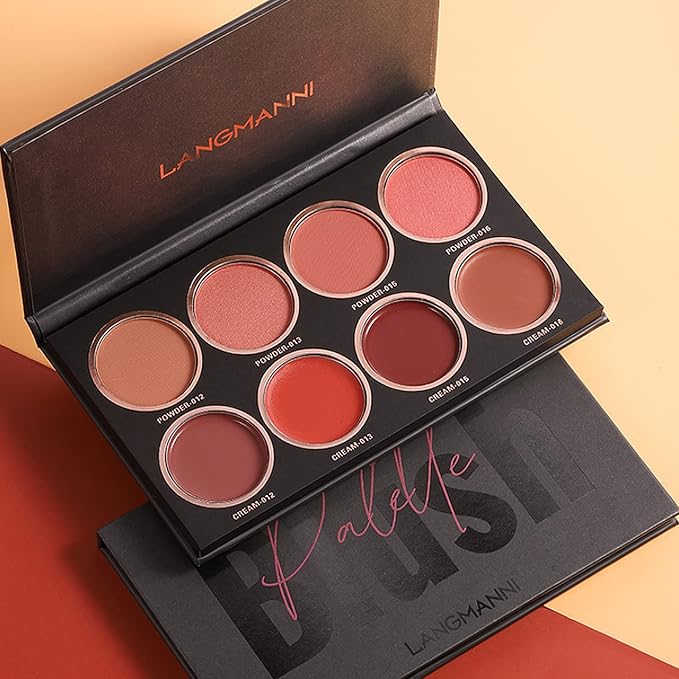 8 Colors Blush Palette, Matte Light Luxury Blush Powder Bright Shimmer Face Blush, Contour and Highlight Blush Palette, Professional Facial Beauty Cosmetic Makeup Blush