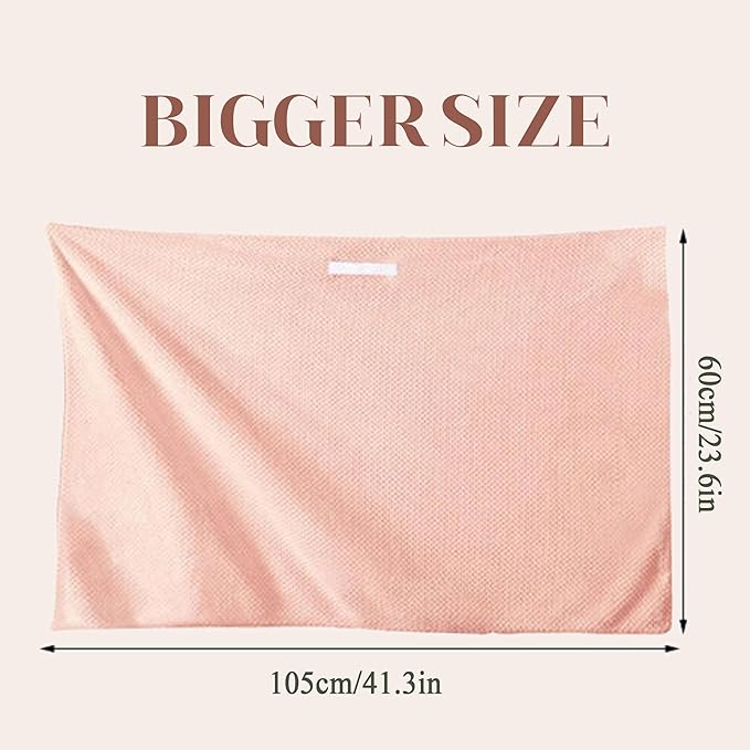 Women Microfiber Hair Towel Wrap with Elastic Strap,Super Absorbent Anti Frizz Drying Turban for Curly, Long,Wet Hair-Pink