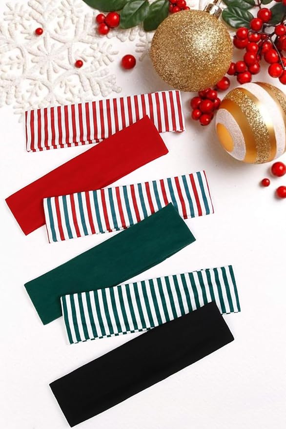 TERSE Headbands for Women Short Hair Striped Headbands Non Slip Elastic Sweat Hairbands Soft Fabric Hairbands Workout Yoga Running Sport Hair Accessories