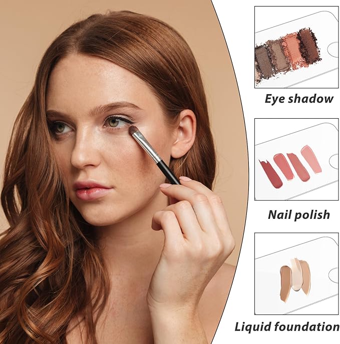 3 Pcs Acrylic Makeup Palette with 3Pcs Makeup Spatula, Makeup Palette Tray Apply for Foundation Eye Shadow Lipsticks Nail Art Professional Pigment Blending