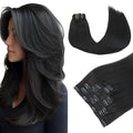 PINKPEARL Clip in Human Hair Extensions #1B Natural Black Clip in Hair Extensions Real Human Hair 20 inch Remy Hair 120g 7pcs Straight Natural Human Hair Clip ins(#1B-20)